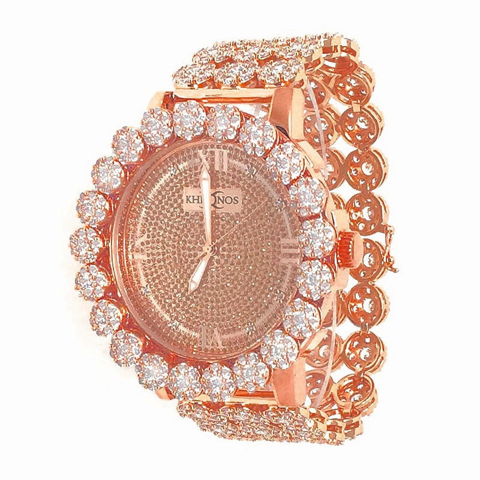 Mens Khronos Watch Roman Face Real Diamond Dial Rose Kuwait Ubuy