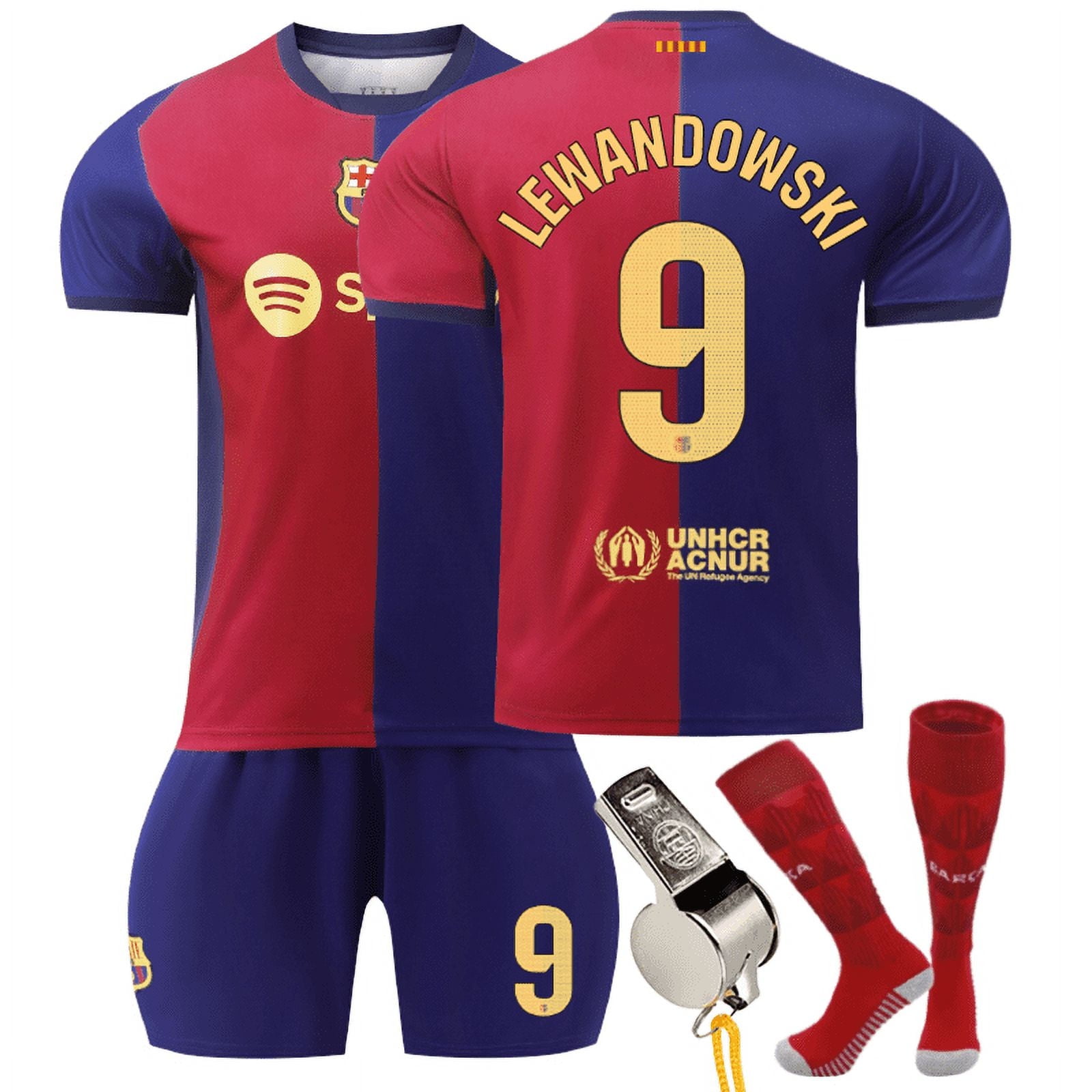 Mens/Kids 2024-2025 New Soccer Activewear #9 Lewandowski Soccer Jerseys Fashion Sports T-Shirt