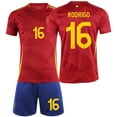 Mens/Kids 2024 European Cup Soccer Game Spain 16 Rodrigo Soccer Jerseys Kit Sports TShirt Red