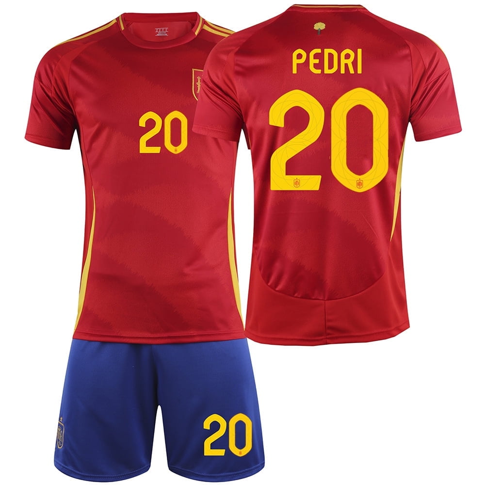 Mens/Kids 2024 European Cup Soccer Game Spain 20 Pedri Soccer Jerseys