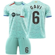 WETWVCAD Mens/Kids 2024 New Soccer Activewear FCB #6 Gavi Soccer Jerseys Fashion Sports T-Shirt Green