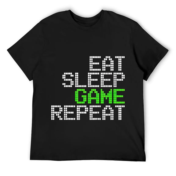Mens Kids Eat Sleep Game Repeat Shirt Gaming Tee Gamer Gift T-Shirt Black