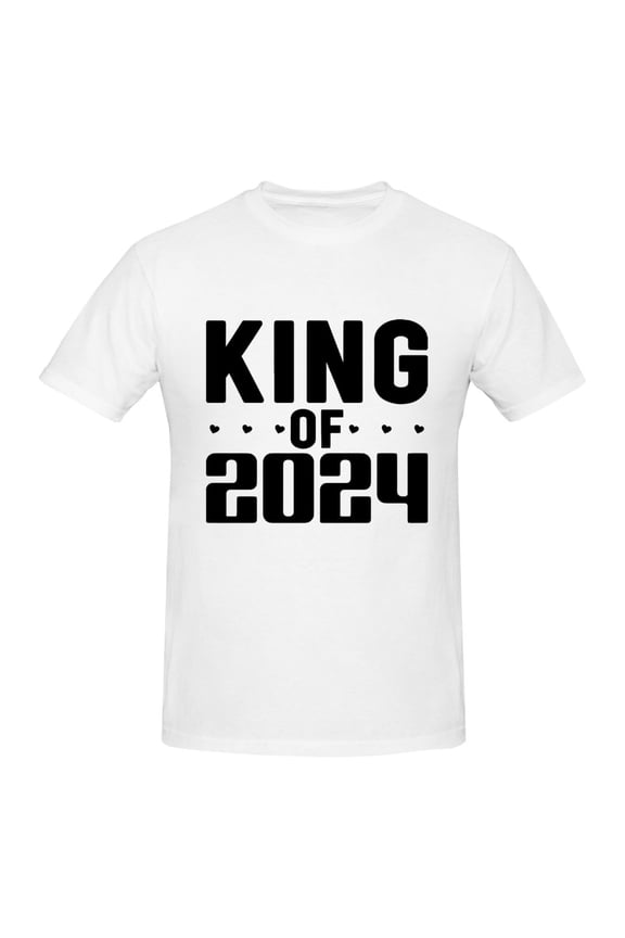 Mens King T-Shirt Premium 100% Cotton Short Sleeve T Shirt Tee Crew Neck Casual Tee Shirt Tops,White,S