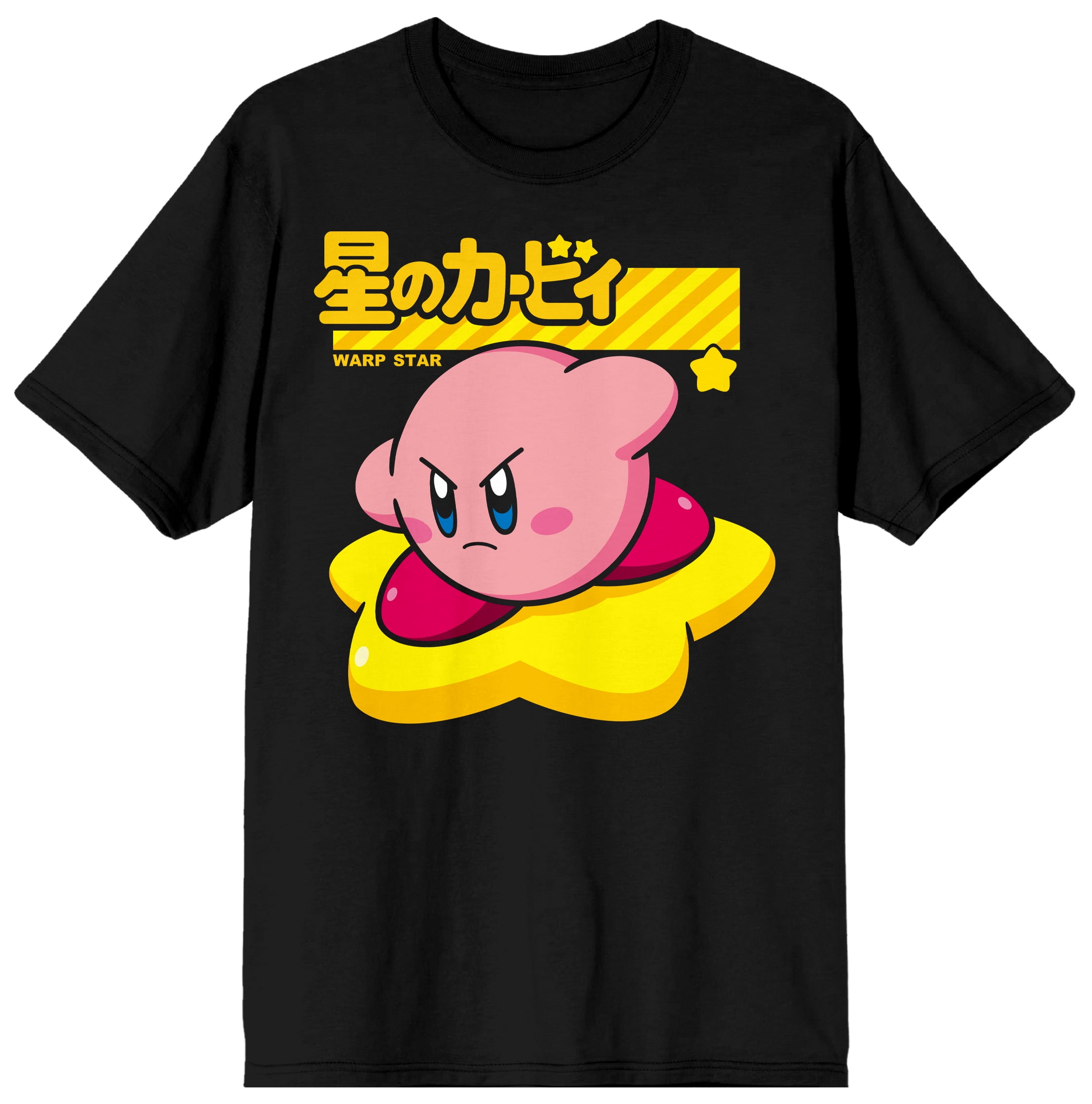 Mens Kirby Retro Video Game Character Black Graphic Tee ShirtM