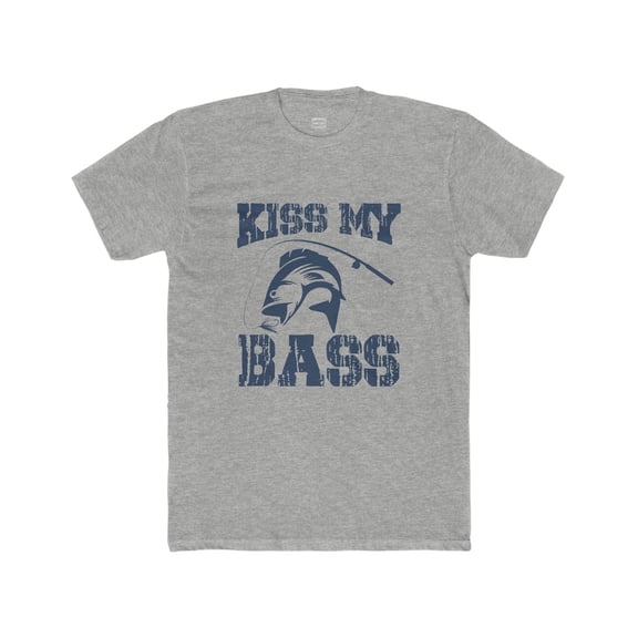 Mens Kiss My Bass TShirt Fishing Cotton Crew Tee Bass Fishing TShirt
