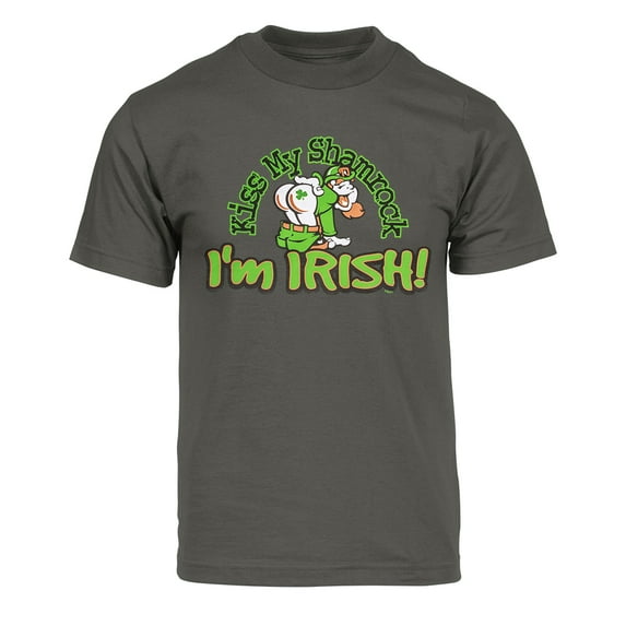 Mens Kiss My Shamrock Short-Sleeve T-Shirt - Dark Grey - 3X-Large