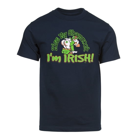 Mens Kiss My Shamrock Short-Sleeve T-Shirt - Navy - Small