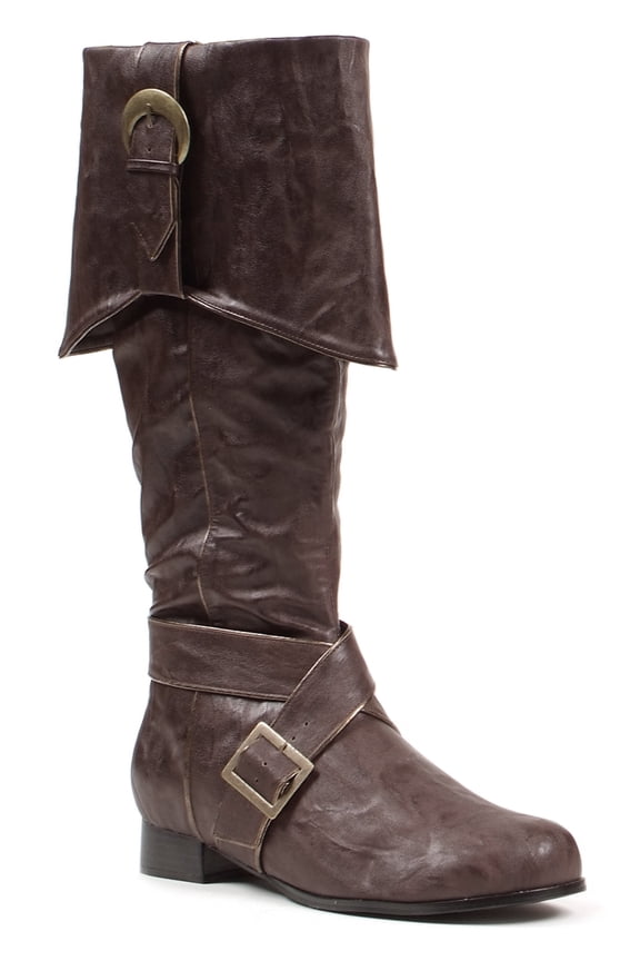 Mens Brown Buckle Pirate Boots
