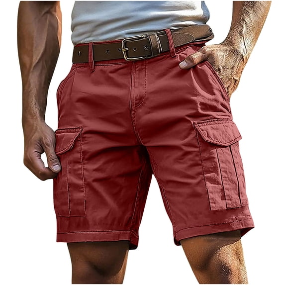 Mens Knee Length Cargo Shorts Summer Quick Dry 9"/10" Inseam Solid Color Casual Belt Loops Workwear Pants for Outdoor Work Fishing Plus Size