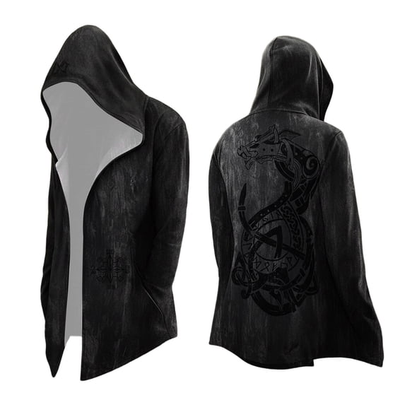 Mens Knit Hoodie Cardigan With Hooded Long Sleeve Print Sweater Clothes