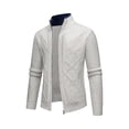 thumbnail image 1 of Mens Knit Jackets Full Zipper Stand Up Collar Solid Color Thicken Warm Slim Fashion Casual Fall Outerwear Gray S, 1 of 5