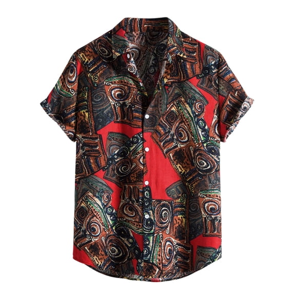 Mens Knit Polo Fashion Button Down Printed Short Sleeve Lapel Mens New Clothing,Black,L
