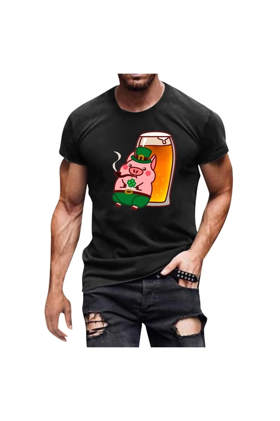 Mens Knit Polo Fashion St. Patrick Theme Printed Comfort Mens New Clothing,Black,2XL