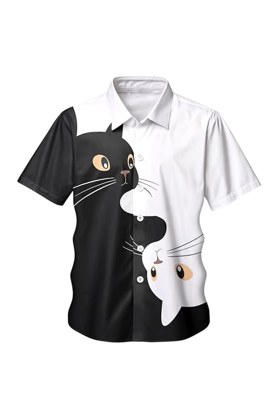 Mens Knit Polo Printed Long Sleeve Geometric Pattern Comfort Beach Essentials for Men,Black,L