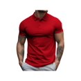 thumbnail image 1 of Mens Knit Polo Shirts Casual Short Sleeve Button Down Polo Shirt Performance Golf Polo Shirt Moisture Wicking Quick Dry Short For Men Casual Activewear Red L, 1 of 6