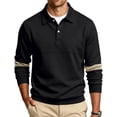thumbnail image 1 of Mens Knit Polo Shirts Long Sleeve Color Block Lapel Button Pullover Lightweight Slim Fit Fall Casual Tops, 1 of 8