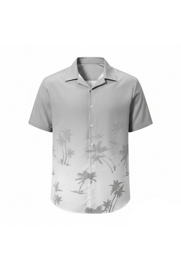 Mens Knit Polo Short Sleeve Tropical Button Down Beach Mens Athletic Tops,Light Gray,M