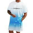 thumbnail image 1 of Mens Knit Shirt Shorts Set 2 Piece Outfit Matching Shirt and Shorts Set Hawaiian Matching Set Summer Beach Casual Wear (White,5XL), 1 of 5