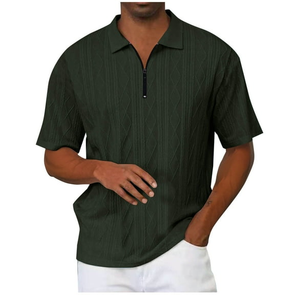 Mens Knit Shirts Short Sleeve Casual Tees T-Shirt Fashion Athletic Sports Tops Army Green M