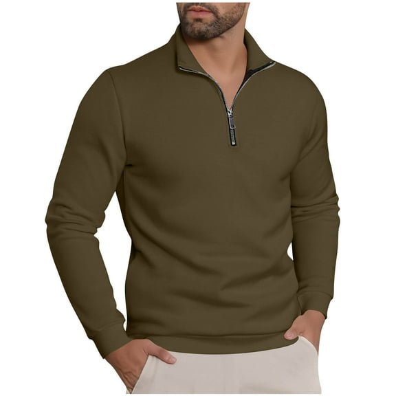 Mens Knit Sweater Casual Long Sleeve Quarter Zip Sweater Classic Golf Shirts