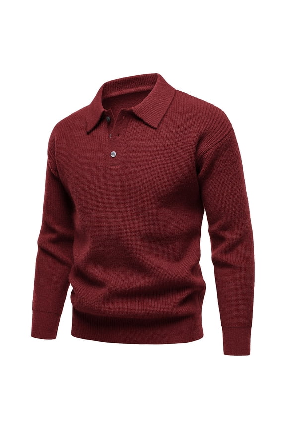 Mens Knit Sweater Coat Fall Winter Fashion Collar Long Sleeve Button Front Outerwear Casual Warm Yarn Textured Pullover Layering Piece