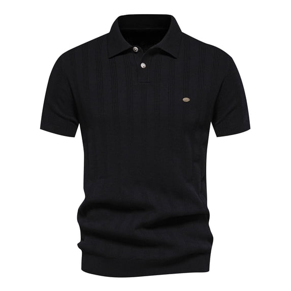 Mens Knitted Cotton Short Sleeve Shirts Summer Fitted Henley Button Up T-Shirts Casual Soft Comfy Breathable Tees for 2026