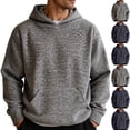 thumbnail image 1 of Mens Knitted Hoodies Oversized Long Sleeve Pullover with Kangaroo Pockets Texture Work Hooded Sweatshirts Big and Tall Gray,L, 1 of 7
