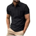 thumbnail image 1 of Mens Knitted Pullover Business Casual Button Down Short Sleeve Summer T-Shirt with Pockets Fathers Gift, 1 of 6