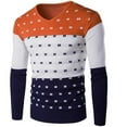 thumbnail image 1 of Mens Knitted Sweaters Thick Warm Winter Fleece Shirts Causal Long Sleeve Sweater Color Block Pullover Plush Fleece Knitwear Plus Size Round Neck Sweaters, 1 of 7