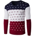 thumbnail image 1 of Mens Knitted Sweaters Thick Warm Winter Fleece Shirts Causal Long Sleeve Sweater Color Block Pullover Plush Fleece Knitwear Plus Size Round Neck Sweaters, 1 of 7