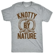 Mens Knotty By Nature T Shirt Funny Salted Soft Pretzel Joke Tee For Guys Graphic Tees