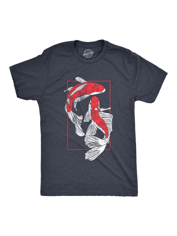Mens Koi Fish T Shirt Funny Beautiful Peaceful Japanese Carp Pond Tee for Guys Graphic Tees