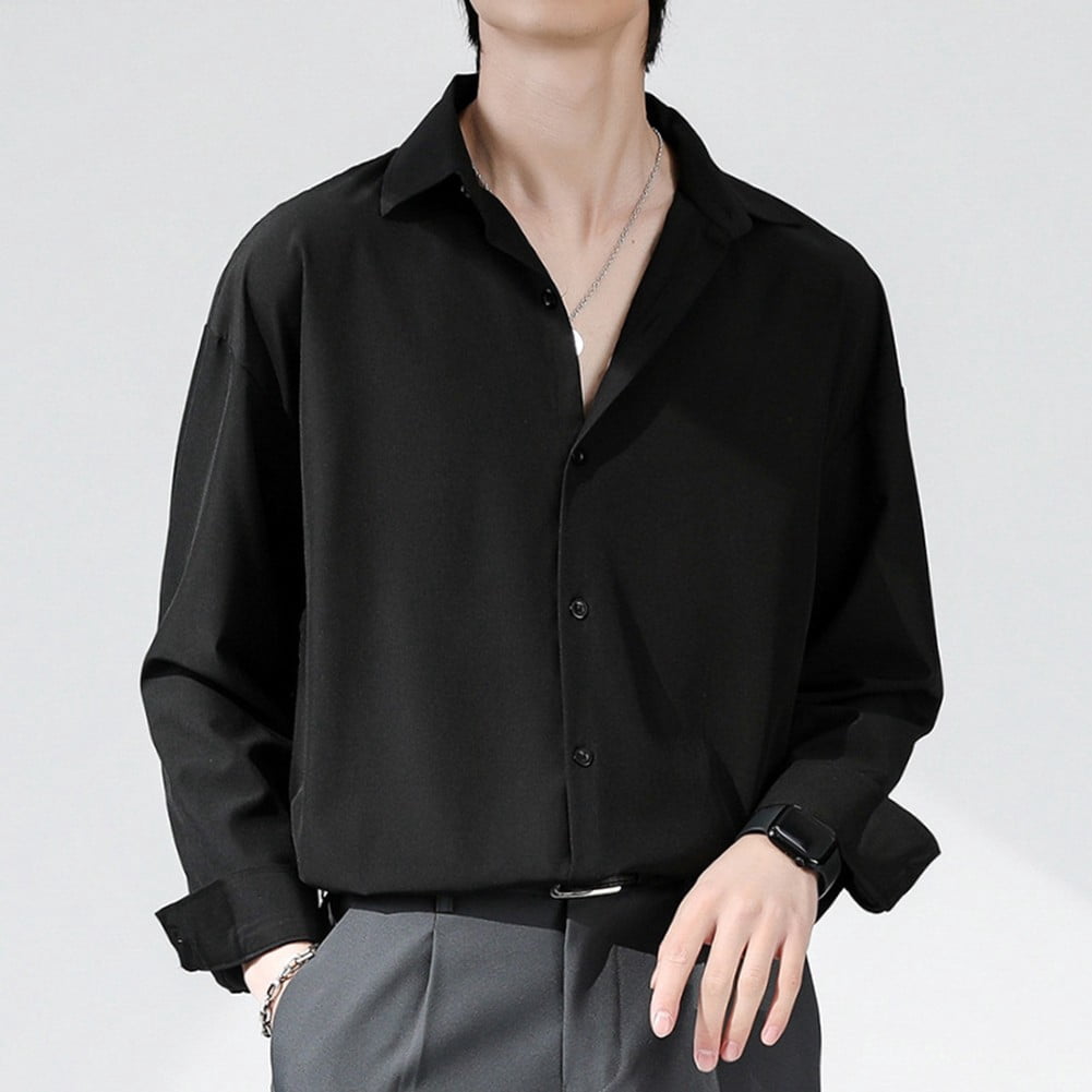 chinese dress ladies Thin Long Sleeve Printed Shirt Men's Korean Slim Fit Plaid Business Dress  Shirts Striped Streetwear Tops at Amazon Men's Clothing store main image 0