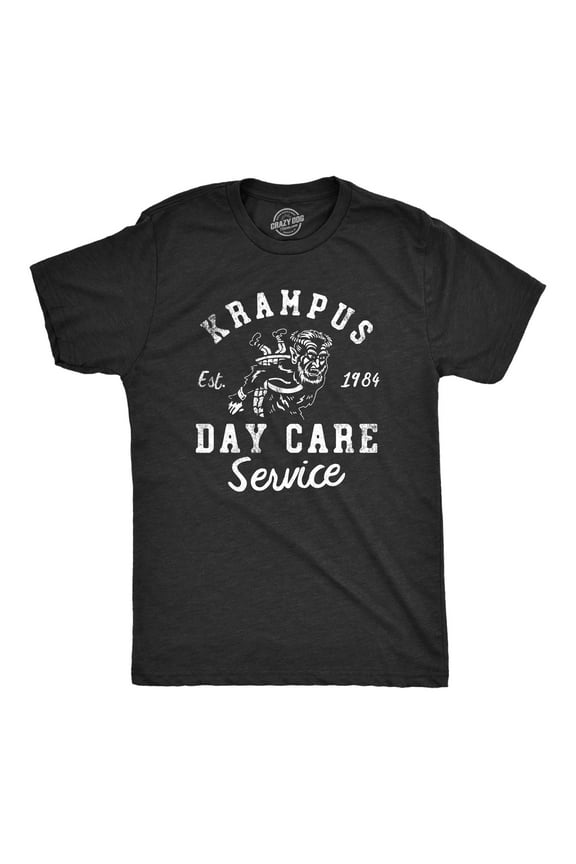 Mens Krampus Day Care Service T Shirt Funny Saint Nicholas Folklore Joke Tee for Guys Graphic Tees