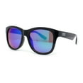 thumbnail image 1 of Mens Kush Color Mirror Lens Round Horn Rim Sport Plastic Sunglasses Shiny Black - Green Mirror, 1 of 4