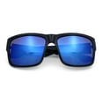thumbnail image 1 of Mens Kush Graffiti Logo Thick Arm Rectangle Horn Rim Plastic Sunglasses Black Silver - Blue Mirror, 1 of 8
