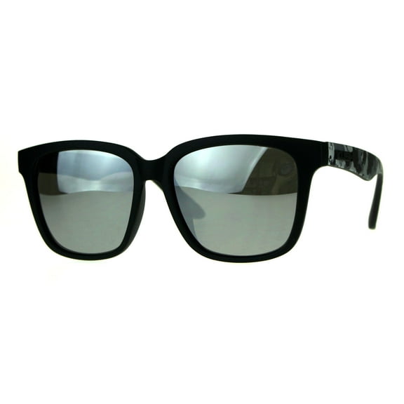 Mens Kush Hipster Plastic Horn Rim Color Mirror Sunglasses Matte Black Silver