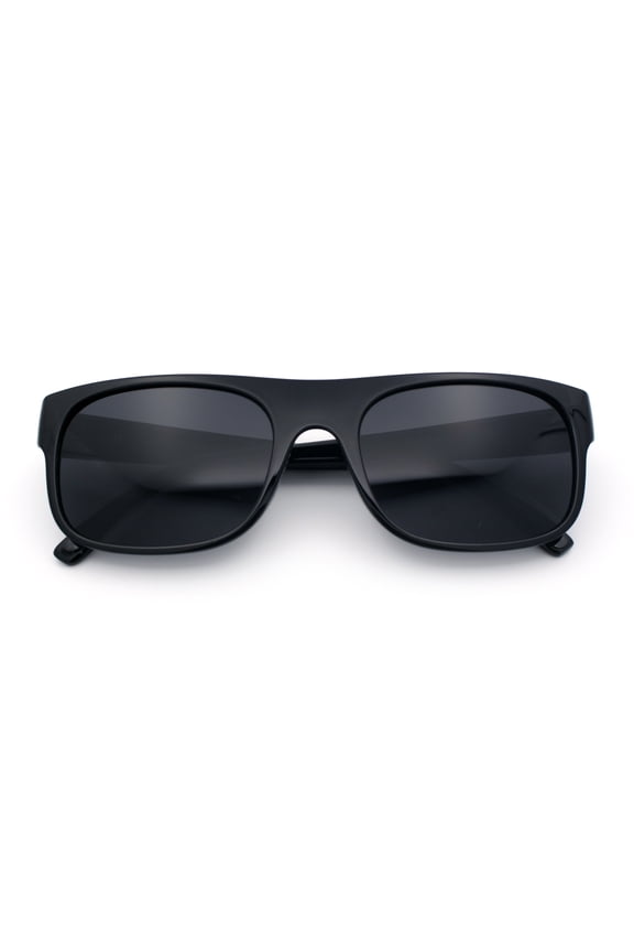 Mens Kush Narrow Rectangle Horn Rim All Black Street Gangster Sunglasses Shiny Black