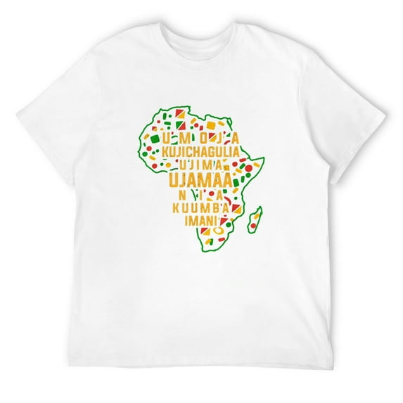 Mens Kwanzaa 7 Principles Africa Outline Celebrate Kwanzaa T-Shirt White 3X-Large