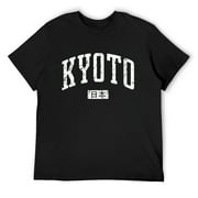 Mens Kyoto Japan Vintage City Round Neck T-Shirt Black Small
