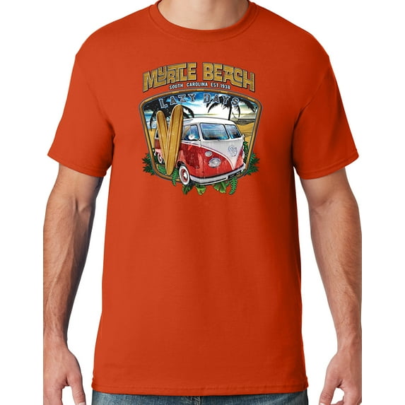 Mens LAZY DAYS MYRTLE BEACH South Carolina T-shirt, Medium Burnt Orange