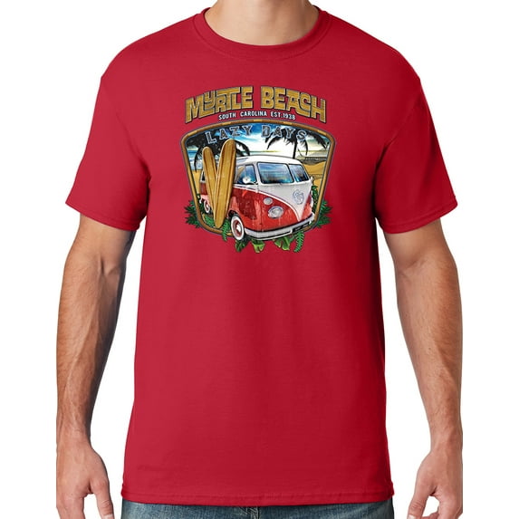 Mens LAZY DAYS MYRTLE BEACH South Carolina T-shirt, Medium True Red
