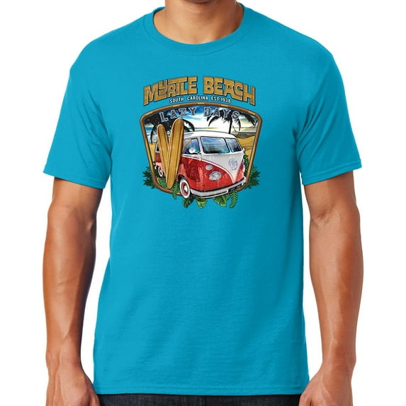 Mens LAZY DAYS MYRTLE BEACH South Carolina T-shirt, Small Cali Blue
