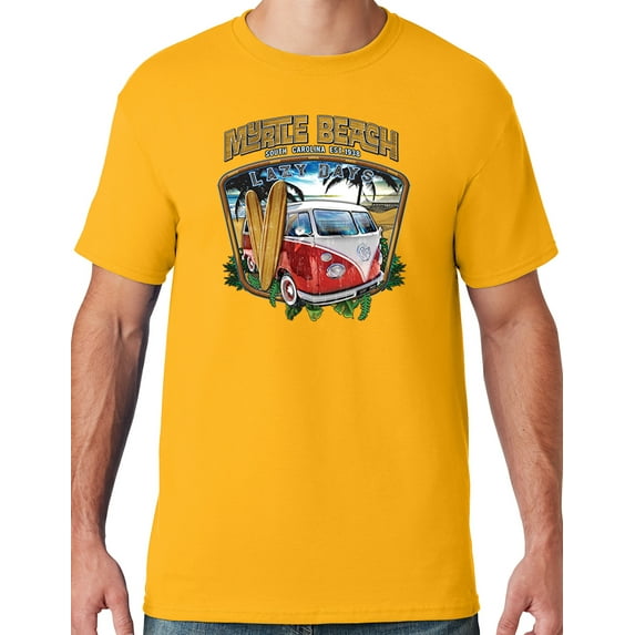Mens LAZY DAYS MYRTLE BEACH South Carolina T-shirt, Small Gold