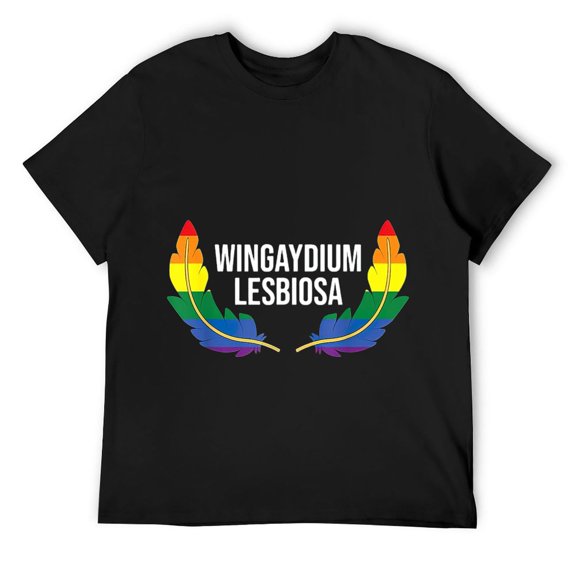Mens LGBT Lesbian Love Wingaydium Lesbiosa Pride T-Shirt Black