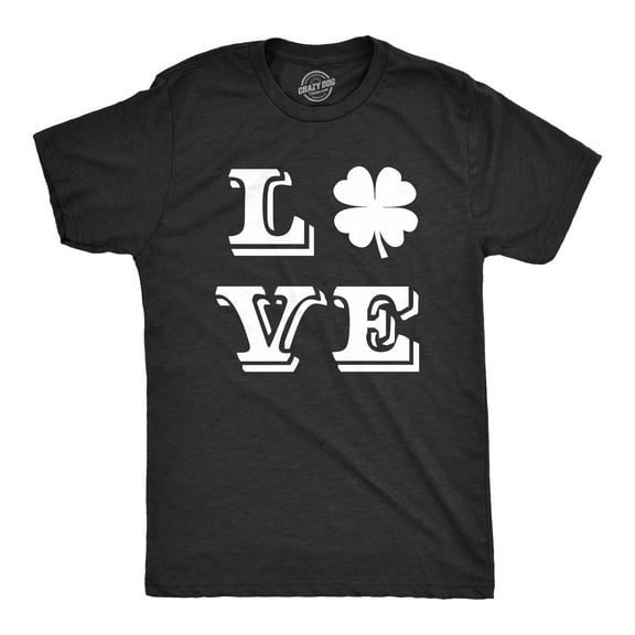 Mens LOVE Lucky Clover T Shirt Saint Patricks Day Shamrock St Patty Top Green Graphic Tees