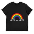thumbnail image 1 of Mens LOVE is LOVE Rainbow LGBTQ Gay Pride Awareness Retro Design T-Shirt Black, 1 of 5