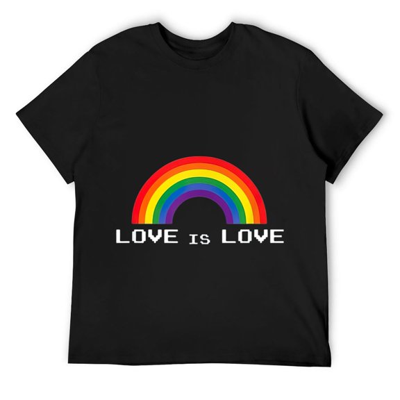 Mens LOVE is LOVE Rainbow LGBTQ Gay Pride Awareness Retro Design T-Shirt Black