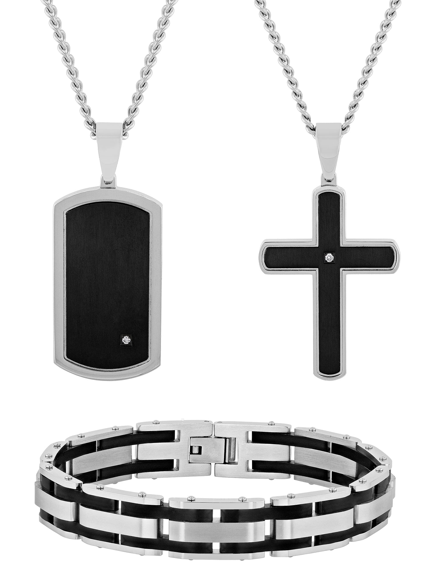 Mens diamond necklace sale and bracelet set