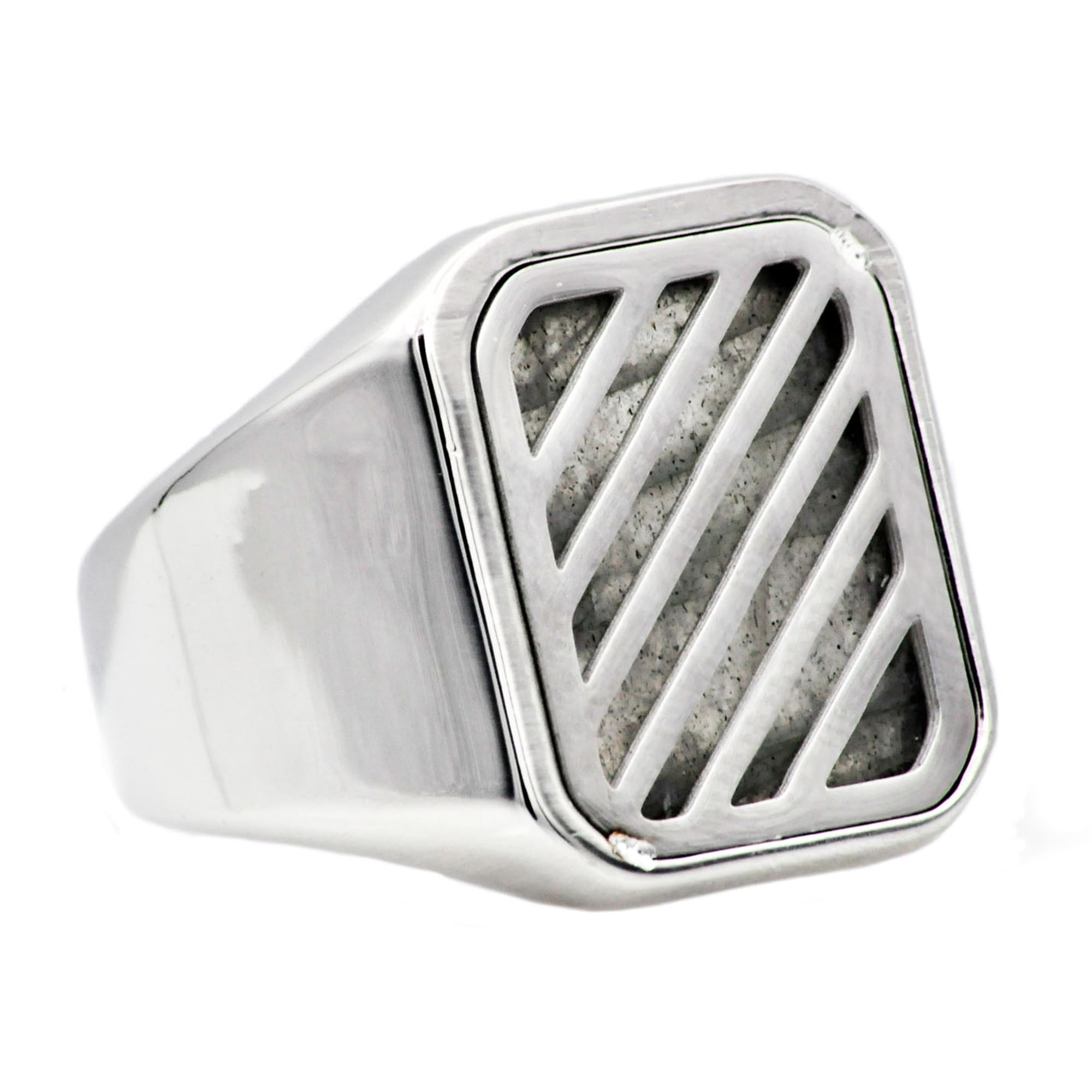 Mens Labradorite Stainless Steel Ring